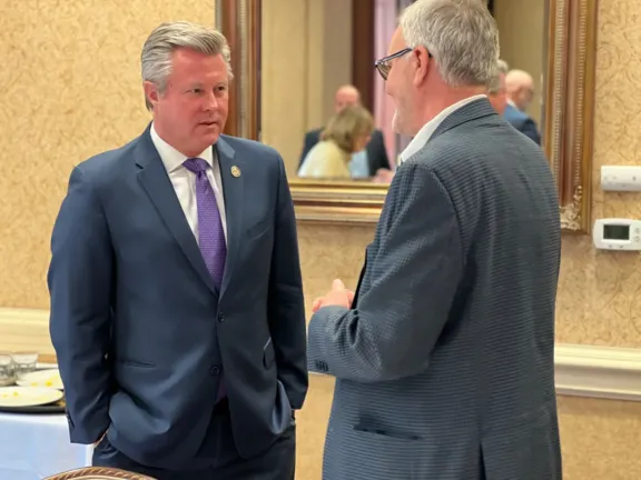 Russ Brondyke advocates with Illinois Senate Leadership