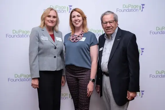 From left: RGA Grants Administrator Barbara Cerny, RGA Senior Director of Development Laura Milewski, and DuPage Foundation Trustee John Kaiser.
